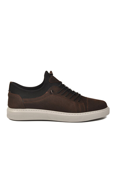 AYAKMOD Brown Nubuck Genuine Leather Rubber Laced Men's Casual Shoes 818 m