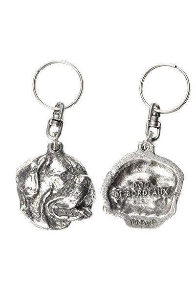 Art - Dog Dogue de Bordeaux- Silver-plated pendant with a dog in a decorative...