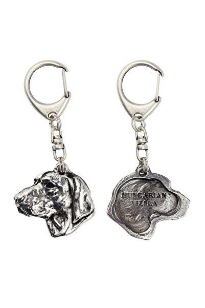 Art - Dog Vizsla, Hungarian Short-haired- Silver-plated key ring with dog, ba...