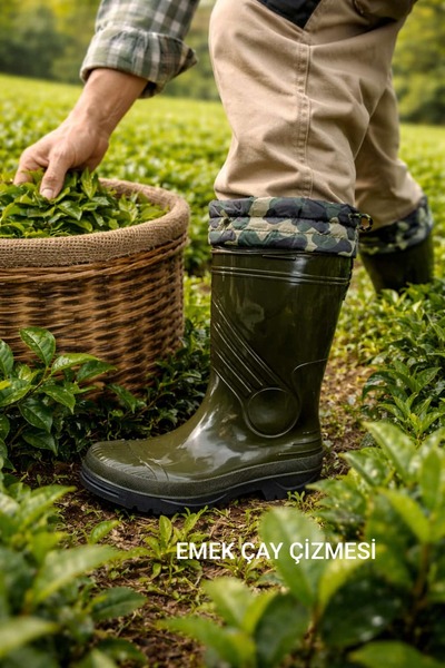 Emek Cizme de ceai din PVC kaki, cu toc lung de 39 cm, pentru grădinărit, con...