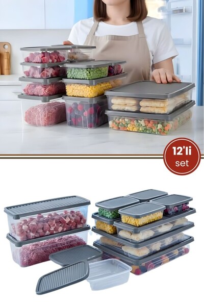 Flora 12’li Buzdolabı Düzenleyici Set, Buzluk Derin Dondurucu Buzdolabı Sakla...