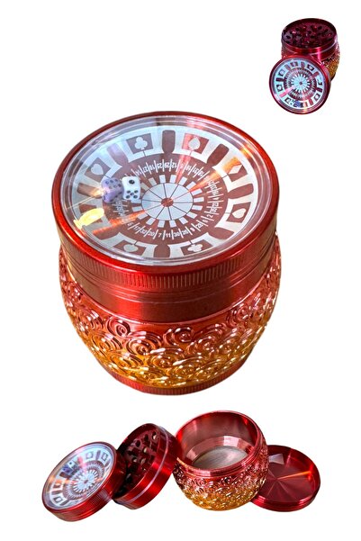 Kalitomi 63mm Zarlı Kapak Kırmızı Altın Premium 4 Katmanlı Grinder Manuel Kah...
