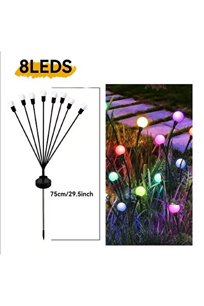 Mighty LED IŞIK GÜNEŞ ENERJİLİ 8 TOP ÇOK RENKLİ ATEŞ BÖCEĞİ BAHÇE AYDINLATMA SOLAR BAHÇE SÜSÜ