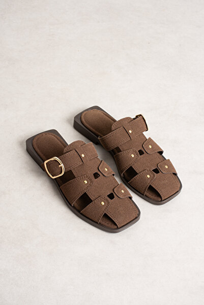 Zintra Women's Suede Buckle Slippers Stylish and Comfortable Casual Summer Sa...