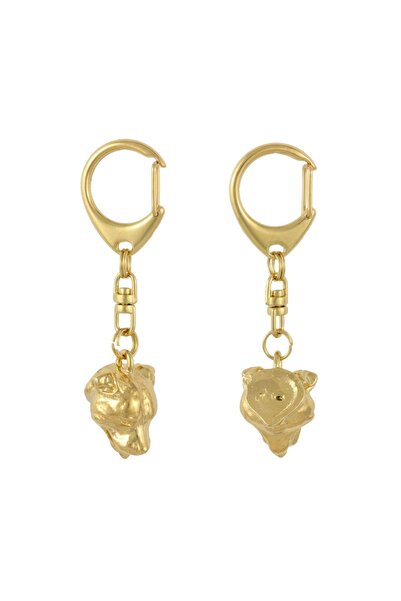 Art - Dog Staffordshire Bull Terrier- Gilded key ring with dog in gift box, l...