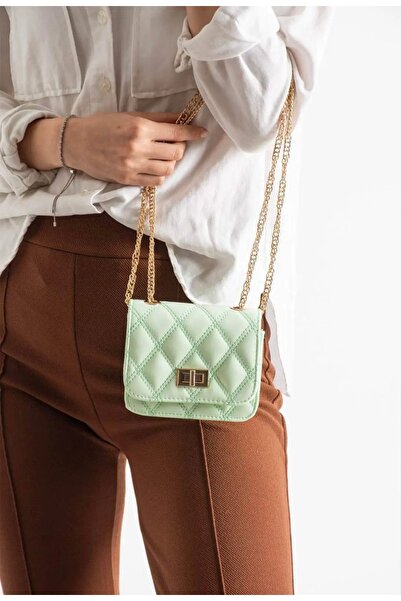 grand coco Γυναικεία κομψή μίνι τσάντα χεριού και ώμου σε πράσινο χρώμα μέντας