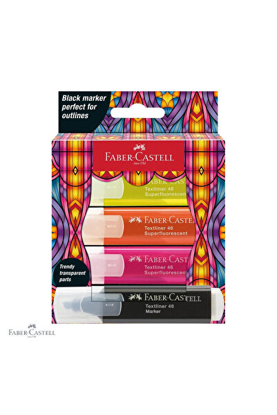 Faber Castell Set de 4 evidențiatoare super-fluorescente Faber-Castell Glassy...