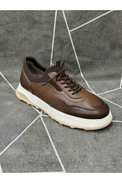 modaayakkabı Brown Genuine Leather Elastic Eva Sole Shoes