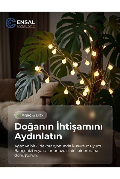 Kar Topu Led Işık 20 Led 2x Pilli Süsleme Yılbaşı Aydınlatma Sarkıt Dizeleri Gün Işığı