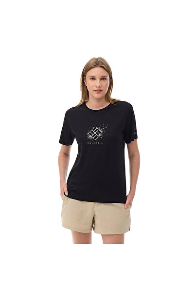 Columbia Csc W Splattered SS Tee Kadın Yuvarlak Yaka Tişört Siyah CS0490