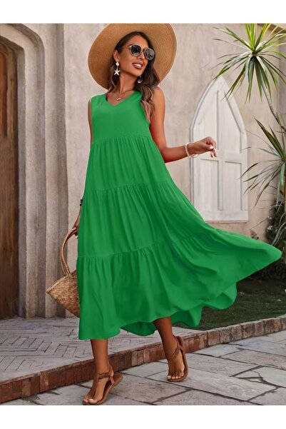 DRESSIFY WOMEN’S FASHION Γυναικείο μακρύ φόρεμα από υφαντό βισκόζη με τιράντε...