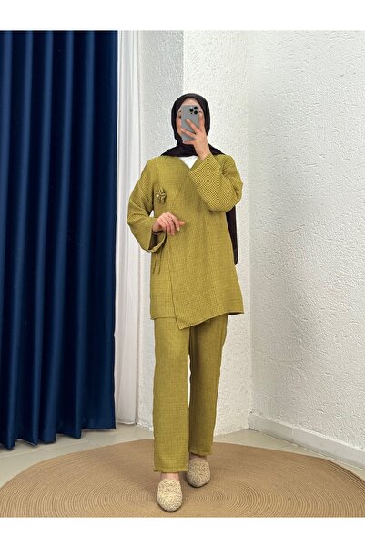 MİHRA STORE Cevher Σακάκι με Πλαϊνές Λωρίδες Gofre Τριπλό Σετ-MF1848 Πράσινο ...