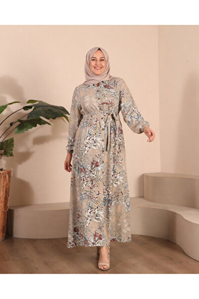 Ferace Μακρύ φόρεμα με φλοράλ σχέδια σε μεγάλο μέγεθος – Φόρεμα με κουμπιά κα...