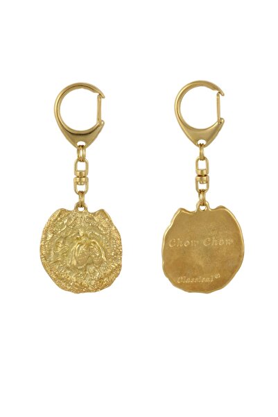 Art - Dog Chow Chow - Gilded key ring with dog in gift box, luxury accessory ...