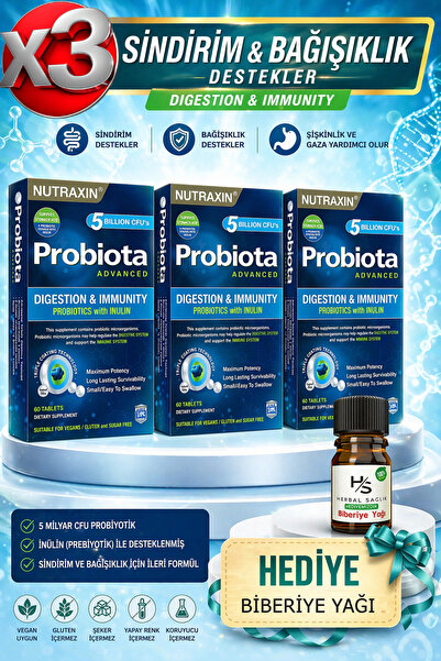 Nutraxin 3 Adet Probiota Advanced Probiyotik Kompleks 60 Adet Tablet + Hrblsg...