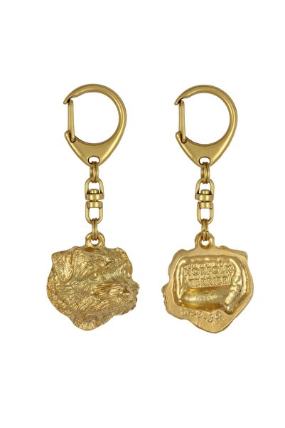 Art - Dog Norfolk Terrier - Gilded key ring with dog in gift box, luxury acce...