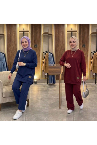 Bala Giyim 2'li Bisiklet Yaka Armalı Yırtmaçlı Alt-Üst Takım