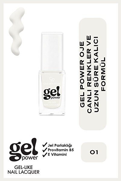 Golden Rose Gel Power Gel-Like Nail Lacquer - No: 01 - Jel Parlaklığında Oje
