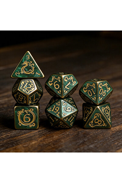 Choice3 مجموعة من 7 قطع من مكعبات DND الخضراء بنمط التنين، مكعبات متعددة الأو...