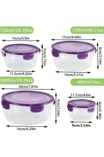 Choice1 PURPLE 8-Piece Stackable Food Storage Containers Set BPA-Free Leakpro...