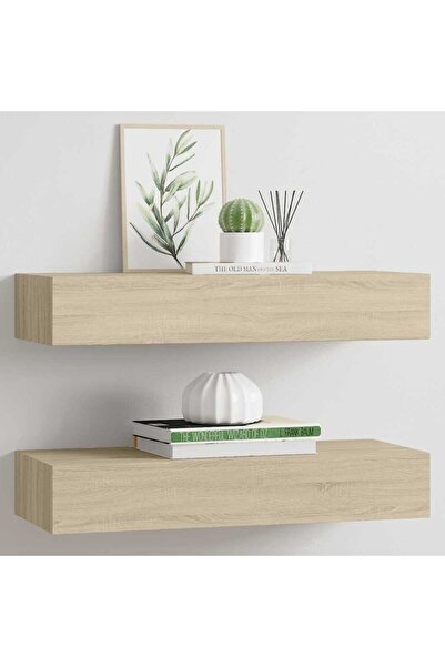 vidaxl Ράφια Τοίχου με Συρτάρια 2 τεμ. Χρώμα Δρυς 60×23,5×10 εκ.