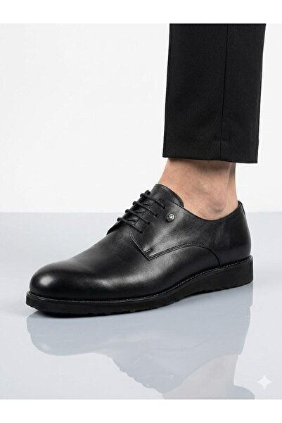 Lütfi Men's genuine leather black lightweight casual classic shoes