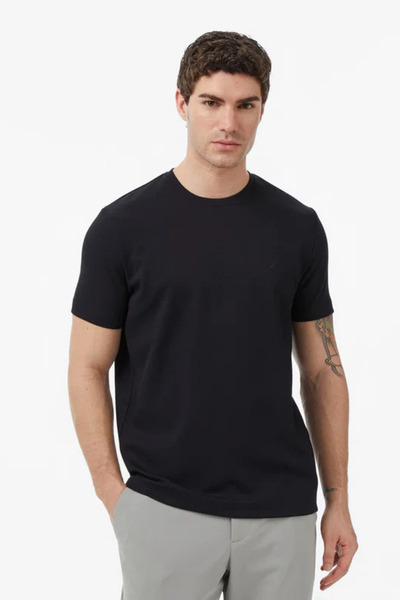 Nautica Ανδρικό μπλουζάκι με κανονική εφαρμογή σε μαύρο χρώμα