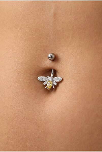 Vilma Aksesuar Cerrahi Çelik Taşlı Arı Göbek Piercing (10mm)
