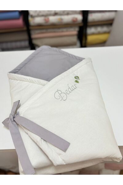 GAYE EV TEKSTİLİ Baby Blanket Swaddle Embroidered 100% Cotton