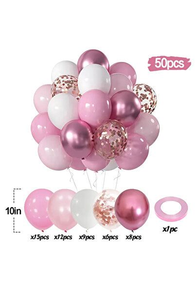 Choice5 As Picture 7 50PCS Macaron Pink & Purple Balloon Set - Metallic & Con...