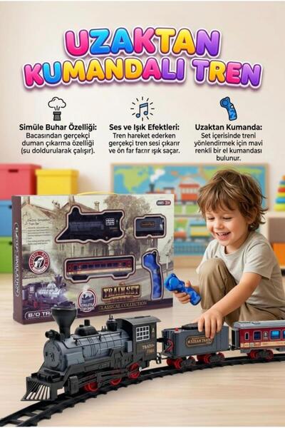 Tıfıl Toys Uzaktan Kumandalı Duman Atan Işıklı Müzikli 27MHz 2 Vagonlu 12 Ade...