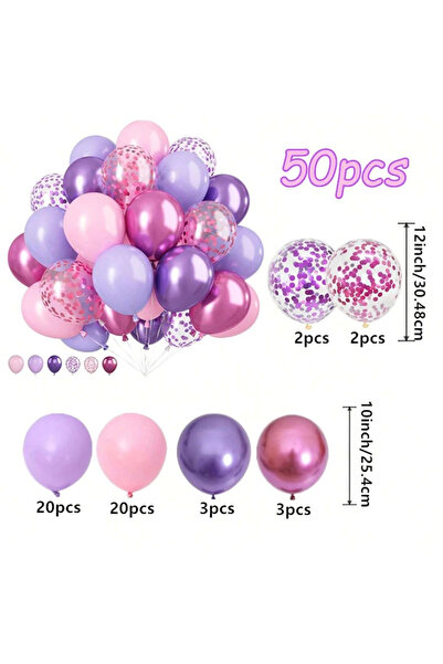 choice2 As Picture 1 50PCS Macaron Pink & Purple Balloon Set - Metallic & Con...