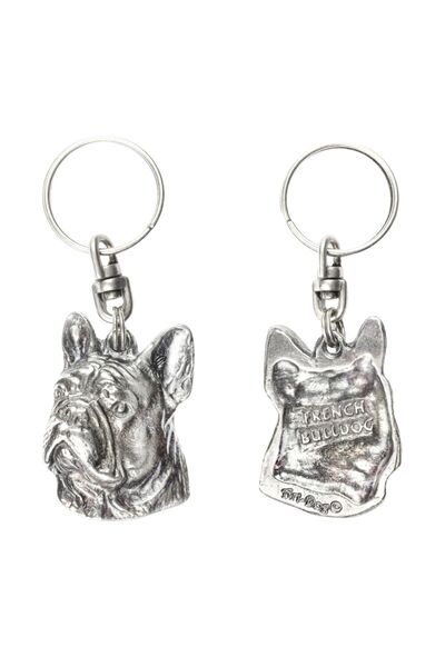 Art - Dog Bulldog francez - Pandantiv câine placat cu argint, decorațiune pen...