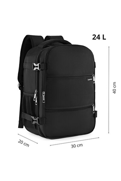 zagatto Rucsac de călătorie pentru avion, negru, bagaj de mână 40×30×20 cm, Wizz Air, Ryanair, ZG1124