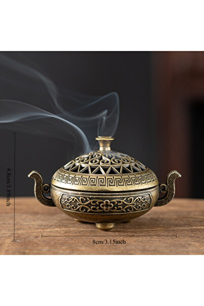 Choice19 مبخرة عتيقة الطراز من السبائك المعدنية بتصميم منقوش أنيق وصغير الحجم...