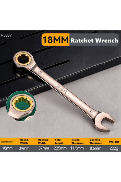 Choice10 18mm 6-22mm Key Wrench Flexible Golden Ratchet Wrenches Torque Unive...