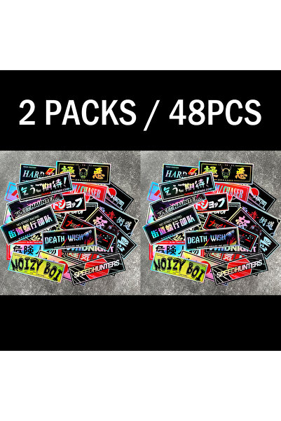 Choice ملصقات ساموراي JDM قوس قزح ليزري 48 قطعة (24 قطعة/عبوة) بطول 12 سم لنو...