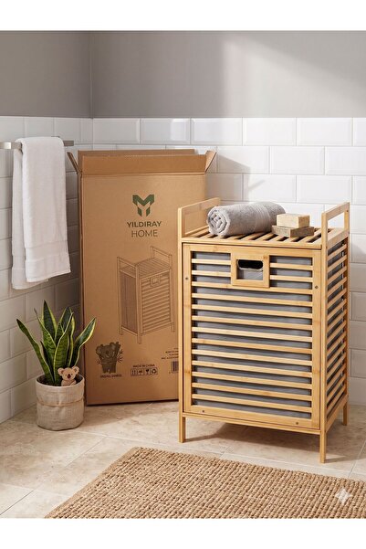 Yıldıray Metal ORİJİNAL BAMBU ÇİZGİLİ ÇAMAŞIR SEPETİ