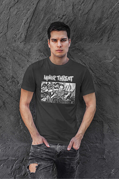 buzagi tasarım ürünleri Minor Threat Regular Fit Black Unisex T-Shirt