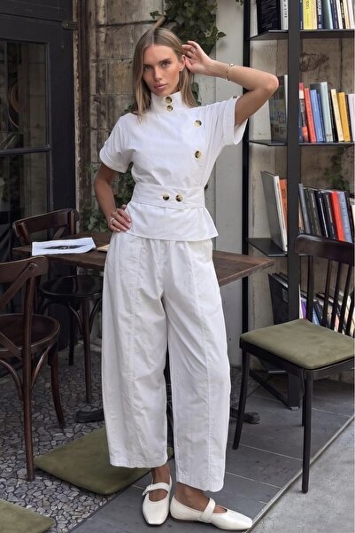 Suziş Stand-Up Collar Blouse and Pants Set 51310