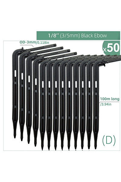 Choice12 نظام ري بالتنقيط أسود 50 قطعة 100-10M 4/2-Way 8L، رشاشات ومرشات ري ب...