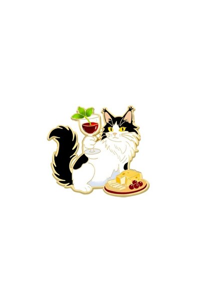 Choice1 Style D Cute Cat Wine Enamel Pin Set Funny Cartoon Cat Bartender Broo...