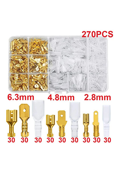 Choice 270PCS Gold Male Female Wire Box Insulated Cable Macho Connector 2.8/6...