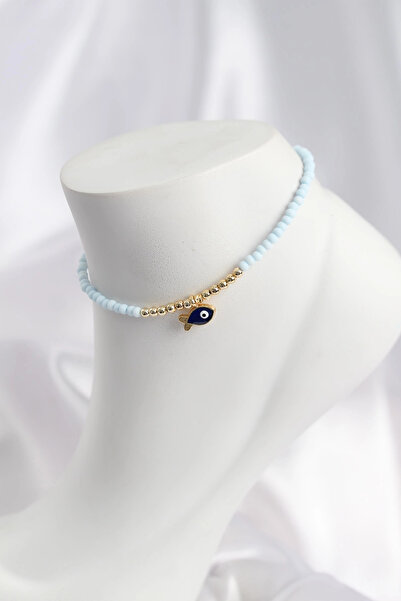 shopwave Blue Color Beaded Fish Figured Anklet