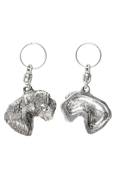Art - Dog Cesky Terrier - Silver-plated dog pendant, handbag decoration, back...