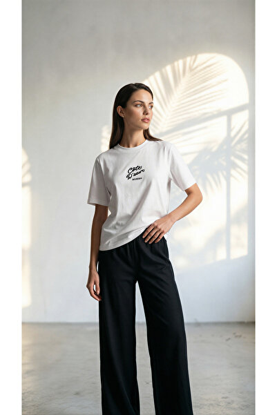 Amia&Co. Υπερμεγέθη μπλουζάκια Côte D’Azur με στάμπα κειμένου, άνετη εφαρμογή...