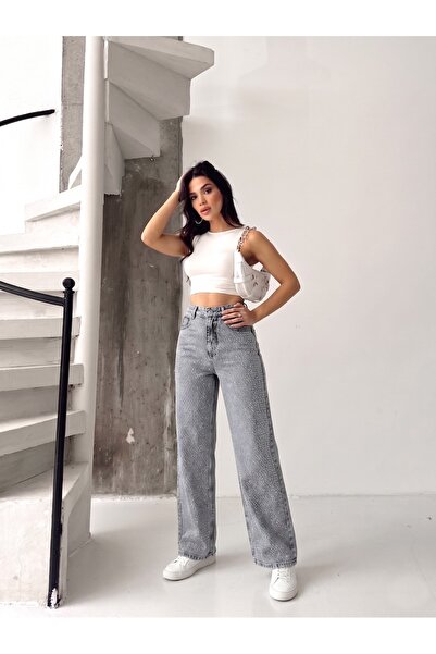 KENE JEANS ΓΚΡΙ ΝΤΕΝΙΜ ΠΑΝΤΕΛΟΝΙ ΜΕ ΠΕΤΡΕΣ ΣΤΟ ΜΠΡΟΣΤΙΝΟ ΜΕΡΟΣ/ΜΕ ΦΑΡΔΙΑ ΜΠΟΥΤΙΑ