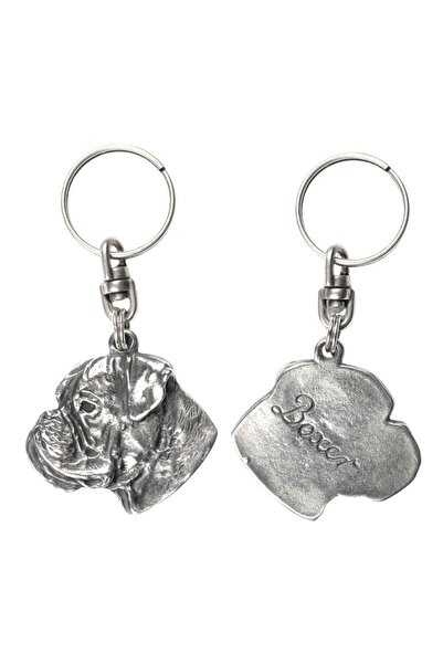 Art - Dog Boxer - Silver-plated dog pendant, handbag decoration, backpack pen...