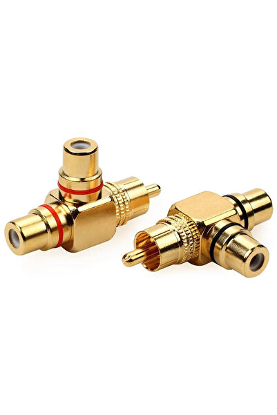 choice2 1 red 1 black T RCA 2PCS Gold Plated AV Audio Splitter Plug RCA Adapt...