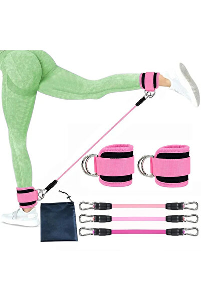 Choice1 Gray Ankle Straps Resistance Bands Set Fitness Workout Exercise Equip...